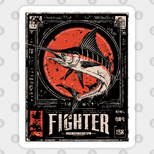 Fighter Swordfish - Vintage Marine Wildlife Art Sticker by TuncGK